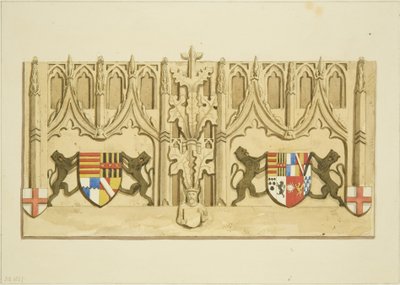 Sculpture sur le mur derrière les sièges de la corporation dans St Mark
