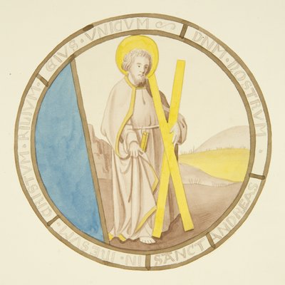 Vitrail dans la fenêtre de la chapelle privée du palais épiscopal : Saint André - Joseph Manning