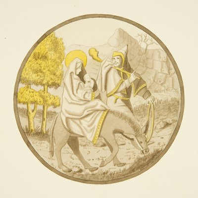 Vitrail dans la chapelle privée du palais épiscopal : La Fuite en Égypte - Joseph Manning