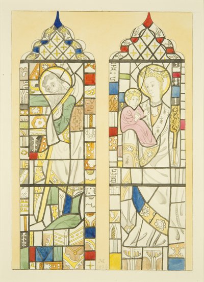 Vitrail dans la fenêtre au-dessus des fonts baptismaux de St Mary Redcliffe - Joseph Manning