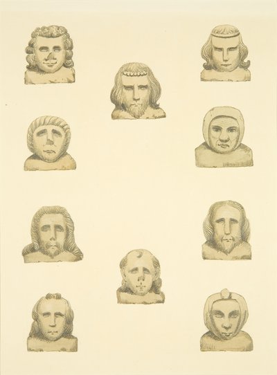 Dix têtes dans la frise autour du porche nord de St Mary Redcliffe - Joseph Manning