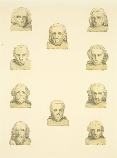 Dix têtes dans la frise autour du porche nord de St Mary Redcliffe - Joseph Manning
