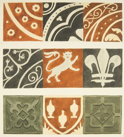 Carreaux dans la salle de la sacristie et diverses parties du sol de la Cathédrale de Bristol - Joseph Manning