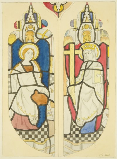 Deux figures dans la fenêtre est du transept nord de St Mary Redcliffe - Joseph Manning