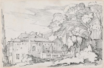 Maisons et un jardin sur une colline en Italie - Joseph Marie Vien