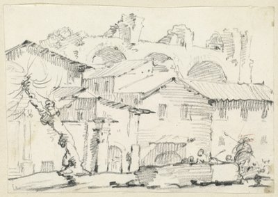 Maisons du côté nord du Forum avec la basilique de Maxence au-delà - Joseph Marie Vien