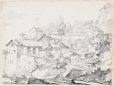 Bâtiments italiens sur une colline - Joseph Marie Vien
