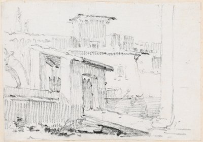 Bâtiments romains avec un abri ouvert - Joseph Marie Vien