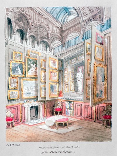 Vue des côtés est et sud de la deuxième salle des tableaux de Soane, vers 1825 - Joseph Michael Gandy