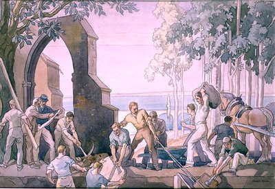Hommes au travail, vers les années 1920 - Joseph Milner