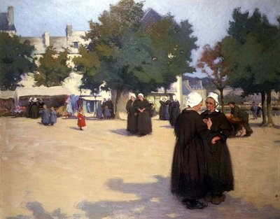 La place du village, Bretagne - Joseph Milner Kite