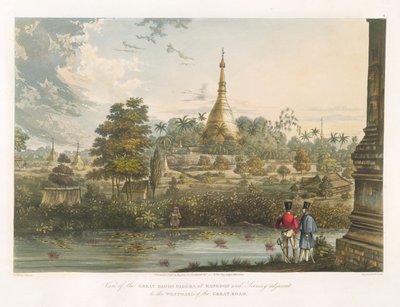 Vue de la Grande Pagode Dagon à Rangoon depuis l