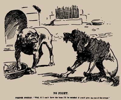 Pas de combat. Caricature sur l