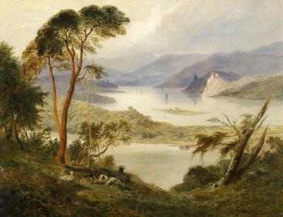 Oberwesel avec le château de Schönburg, sur le Rhin, 1840 - Joseph Murray Ince