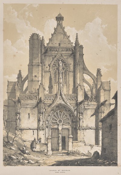 Architecture du Moyen Âge: Église à Serran, près de Gisore - Joseph Nash