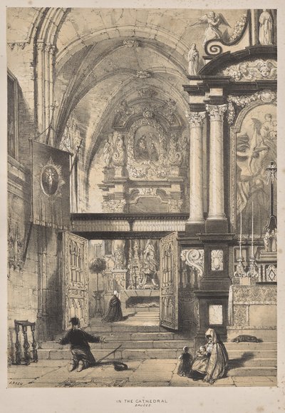 Architecture du Moyen Âge: Dans la Cathédrale, Bruges - Joseph Nash