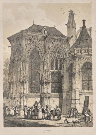 Architecture du Moyen Âge: St. Jacques, Dieppe, Extrémité Est, Extérieur - Joseph Nash