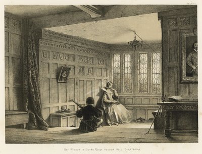 Baie vitrée dans la salle à manger, Haddon Hall, Derbyshire - Joseph Nash