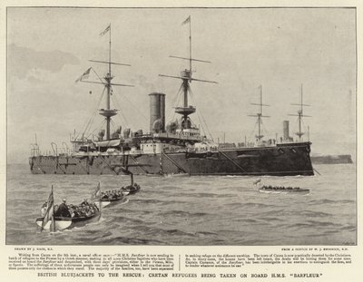 Marins britanniques au secours, réfugiés crétois embarqués à bord du HMS Barfleur - Joseph Nash
