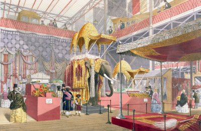 Palais de Cristal, la Cour Indienne, pub. par Dickinson Bros. (lithographie en couleur) - Joseph Nash