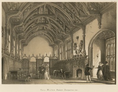 Hall, abbaye de Milton, Dorsetshire - Joseph Nash