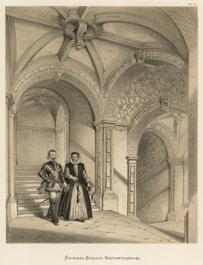 Escalier, Burleigh, Northamptonshire - Joseph Nash