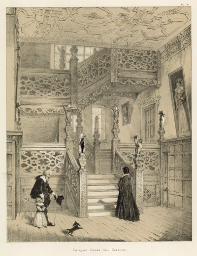 Escalier, Crewe Hall, Cheshire - Joseph Nash