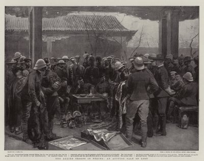 Les troupes alliées à Pékin, une vente aux enchères de butin - Joseph Nash
