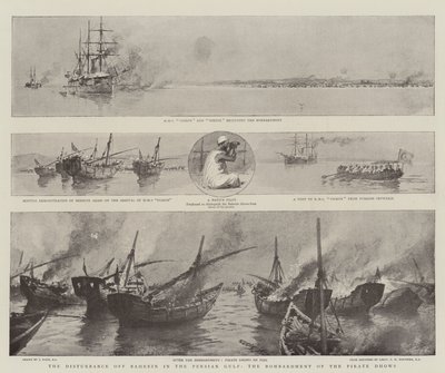 Les troubles au large de Bahreïn dans le golfe Persique, le bombardement des boutres pirates - Joseph Nash