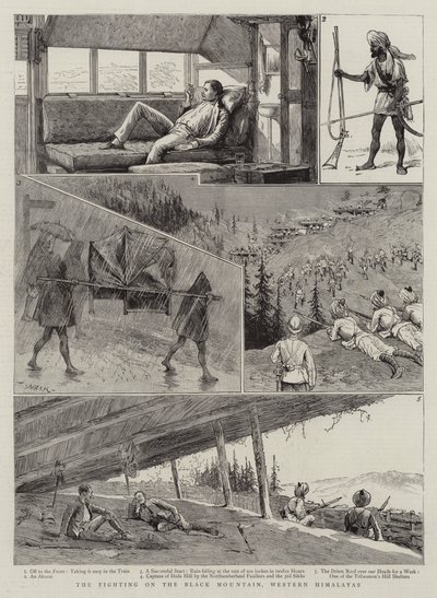 Les combats sur la montagne noire, Himalaya occidental - Joseph Nash