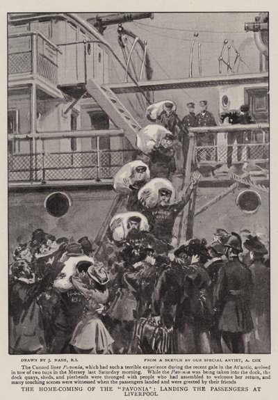 Le retour du Pavonia, débarquement des passagers à Liverpool - Joseph Nash