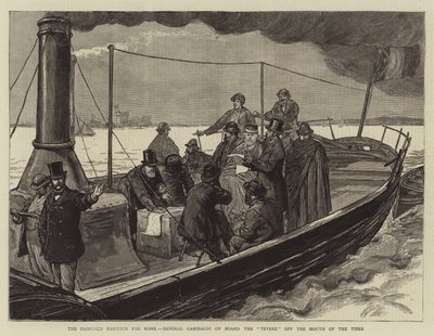 Le port proposé pour Rome, Général Garibaldi à bord du Tevere au large de l