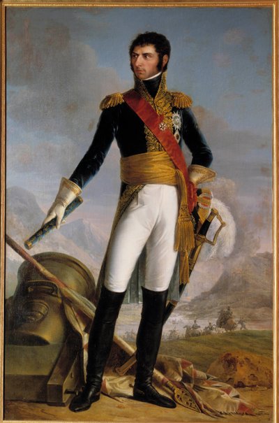 Portrait en pied de Jean Baptiste Jules Bernadotte (1763-1844) prince de Ponte Corvo puis Charles Jean XIV, roi de Suède en 1818, représenté en 1804 - Joseph Nicolas Jouy