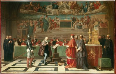 Galilée (Galileo Galilei) devant le Saint-Office au Vatican. Peinture de Joseph Nicolas Robert-Fleury 1847 - Joseph Nicolas Robert Fleury
