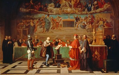 Galileo Galilei (1564-1642) devant les membres du Saint-Office au Vatican en 1633, 1847 - Joseph Nicolas Robert Fleury