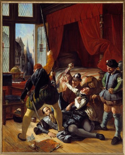 Guerre de religion : Scène de la Saint-Barthélemy, assassinat de Briou, gouverneur du Prince de Conti, 24/08/1572 - Joseph Nicolas Robert Fleury