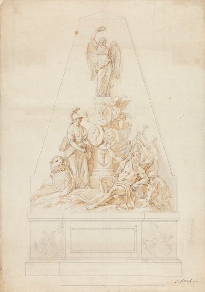 Étude pour le monument aux capitaines de marine William Bayne, William Blair et Lord Robert Manner - Joseph Nollekens