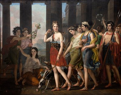 La belle Anthia menant ses compagnons au temple de Diane à Éphèse, vers 1820 - Joseph Paelinck