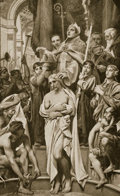Le baptême de Clovis, Reims, 496 après J.-C., illustration de 