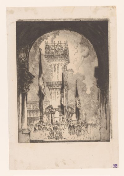 Campanile de Venise en reconstruction - Joseph Pennell (signed by artist)