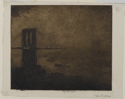 Pont de Brooklyn la nuit, 1922 - Joseph Pennell