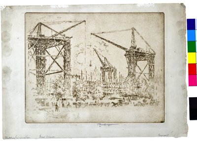 Construction des grandes grues de Kensington, vers 1905 - Joseph Pennell