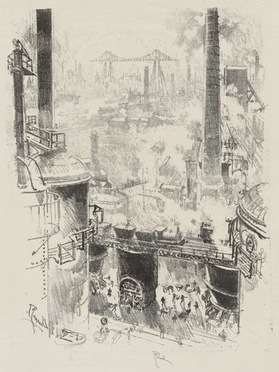 Travail de guerre anglais : Du haut des fours - Joseph Pennell