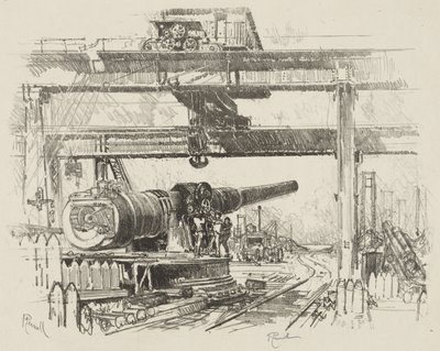 Travail de guerre anglais : Test de canon - Joseph Pennell