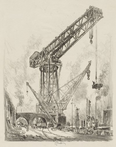 Travail de guerre anglais : Fabriqué en Allemagne, la grande grue - Joseph Pennell
