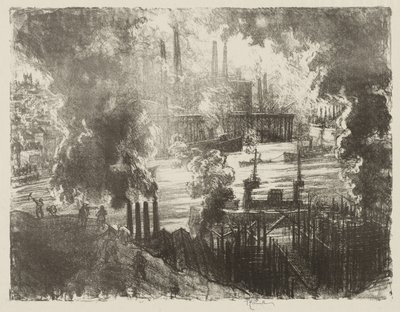 Travail de guerre anglais : Rivière de munitions - Joseph Pennell