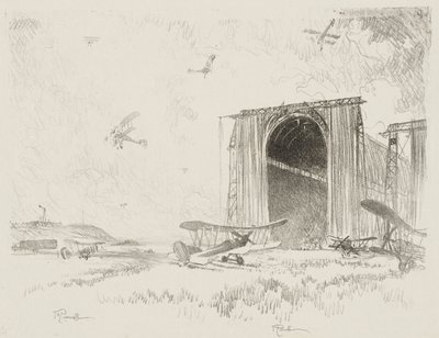 Travail de guerre anglais : Le Hangar à ballons - Joseph Pennell
