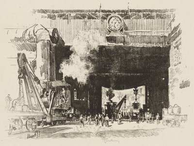 Travail de guerre anglais : La grande porte du grand atelier - Joseph Pennell