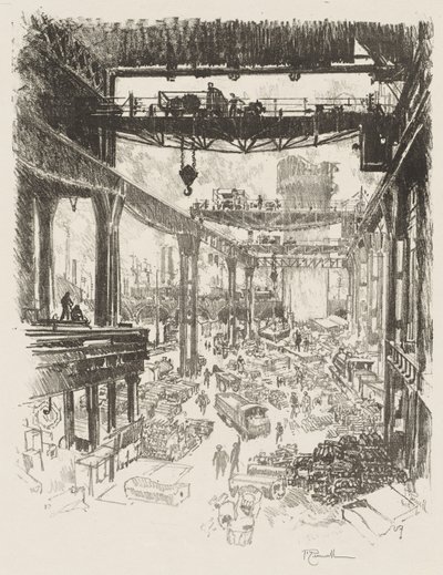 Travail de guerre anglais : La grande tour, fonte - Joseph Pennell