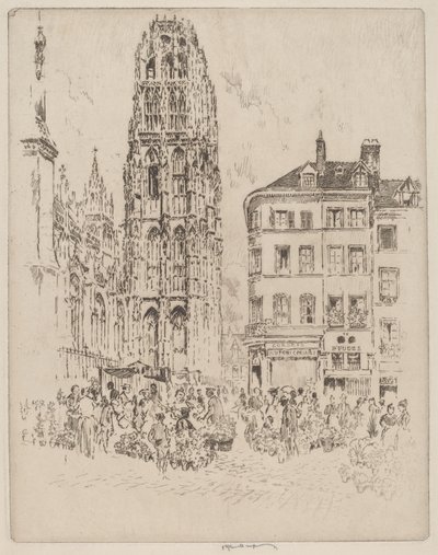 Marché aux fleurs et tour de beurre, Rouen - Joseph Pennell